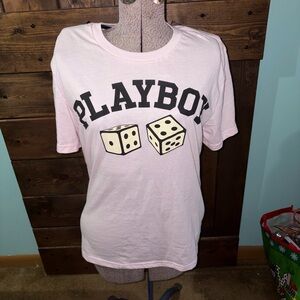 PLAYBOY Light Pink Short Sleeve Tee with Dice Design